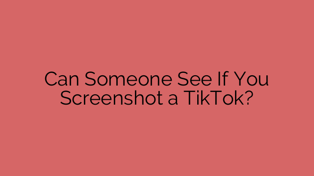 Can Someone See If You Screenshot a TikTok?
