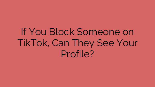 If You Block Someone on TikTok, Can They See Your Profile?